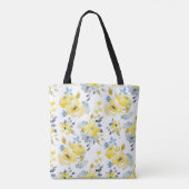 Tote Bag Aquarelle Motif Floral Jaune (Dos)