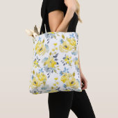 Tote Bag Aquarelle Motif Floral Jaune (De près)