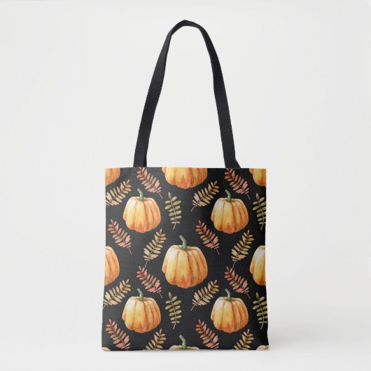 Tote Bag Aquarelle motif transparent avec citrouille (Devant)