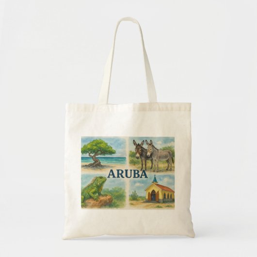 Tote Bag Aquarelle multivue d'Aruba (Devant)