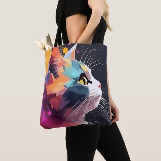 Tote Bag Aquarelle Mysmique Cute Cat (De près)