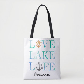 Tote Bag Aquarelle nautique personnalisée de la vie de lac