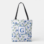 Tote Bag aquarelle ne m'oublie pas les fleurs Monogramme (Dos)