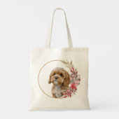 Tote Bag Aquarelle Noël Floral Chien Design (Dos)