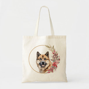 Tote Bag Aquarelle Noël Floral Chien Design