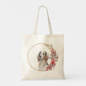 Tote Bag Aquarelle Noël Floral Chien Design (Dos)