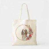Tote Bag Aquarelle Noël Floral Chien Design (Devant)