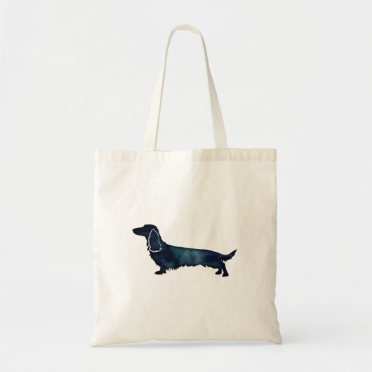 Tote Bag Aquarelle noire longue hailée Dachshund (Devant)