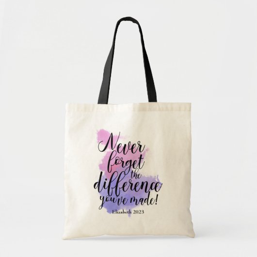 Tote Bag Aquarelle N'Oubliez Jamais La Différence Retraite (Devant)
