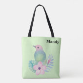 Tote Bag Aquarelle Oiseau et Fleur (Dos)