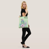 Tote Bag Aquarelle Oiseau et Fleur (Sur le modèle)