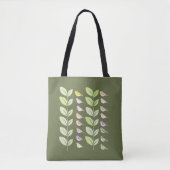 Tote Bag Aquarelle Oiseaux et Feuilles (Devant)