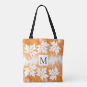 Tote Bag Aquarelle orange et monogramme de feuilles d'érabl (Dos)