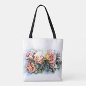 Tote Bag Aquarelle orange fleurs rose illustration flowe (Dos)