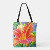 Tote Bag Aquarelle orange lumineuse de lis tout plus de - (Dos)
