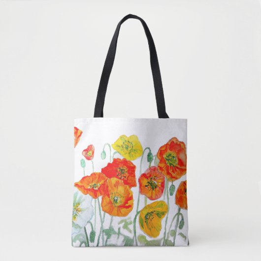 Tote Bag Aquarelle orange rouge jaune cushion blanc (Devant)