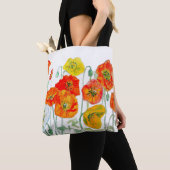 Tote Bag Aquarelle orange rouge jaune cushion blanc (De près)
