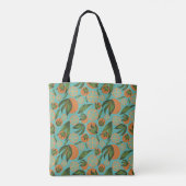 Tote Bag Aquarelle Orange Turquoise Botanique Personnalisée (Dos)