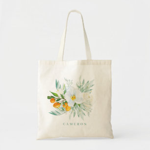 Tote Bag Aquarelle Orchidées blanches et Kumquats Bridesmai
