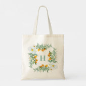 Tote Bag Aquarelle Orchidées et Kumquats Monogramme (Dos)