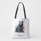 Tote Bag Aquarelle Ours Noir Bois Art, coutume (Devant)