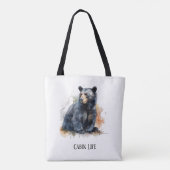 Tote Bag Aquarelle Ours Noir Bois Art, coutume (Dos)