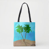 Tote Bag Aquarelle Palm Tree Beach Scene Collage (Devant)
