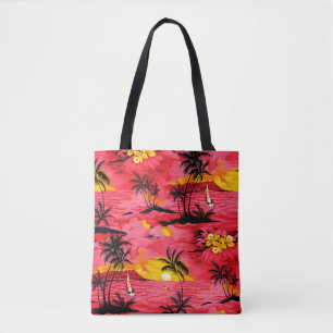 Tote Bag Aquarelle palmier silhouette et motif de plage