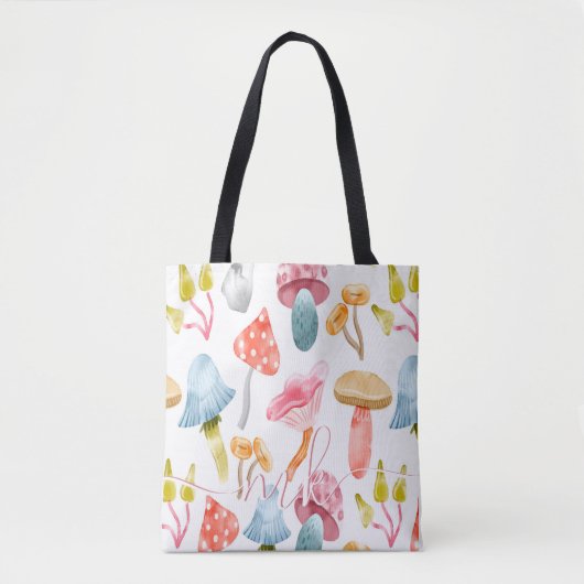 Tote Bag Aquarelle Pastel Champignons (Devant)