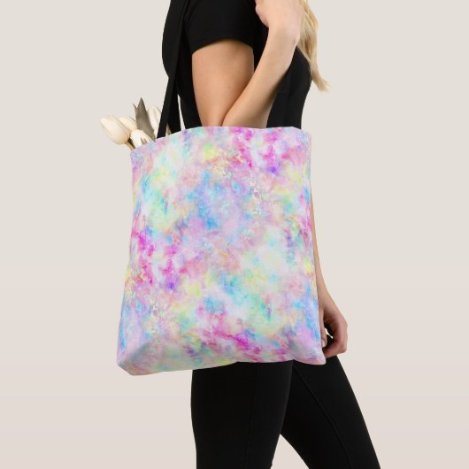 Tote Bag Aquarelle Pastel Rainbow Tie Dye (De près)
