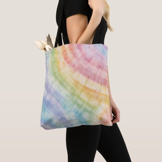 Tote Bag Aquarelle Pastel Rainbow Tie Dye Jeu Oreiller (De près)