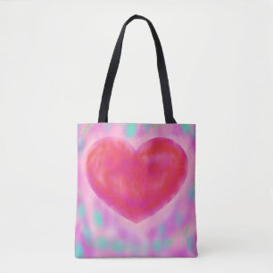 Tote Bag Aquarelle pastels tons avec design de coeur