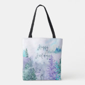Tote Bag Aquarelle Paysage hivernal Joyeuses vacances (Dos)
