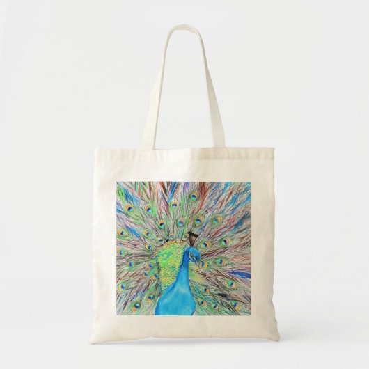 Tote Bag Aquarelle Peacock peinture (Devant)