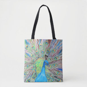 Tote Bag Aquarelle Peacock peinture
