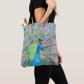 Tote Bag Aquarelle Peacock peinture (De près)