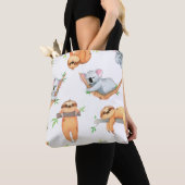 Tote Bag Aquarelle peinte à la main motif tropical mignon a (De près)