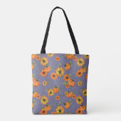 Tote Bag Aquarelle Peinte Citrouilles d'Automne Orange/Viol (Dos)