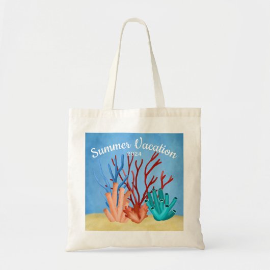 Tote Bag Aquarelle peinte de coraux de mer (Devant)