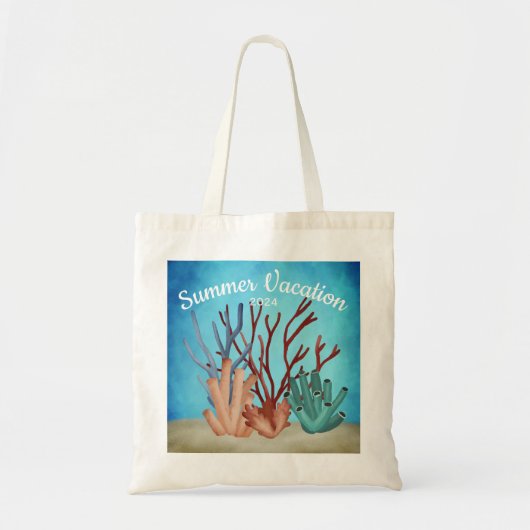 Tote Bag Aquarelle peinte de coraux de mer (Devant)