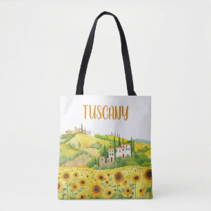 Tote Bag Aquarelle Peinture de tournesols en Toscane Italie