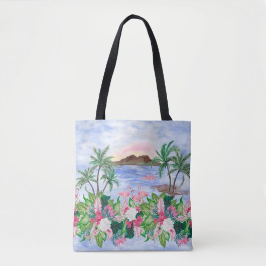 Tote Bag Aquarelle peinture sans couture motif avec hawaïen (Devant)