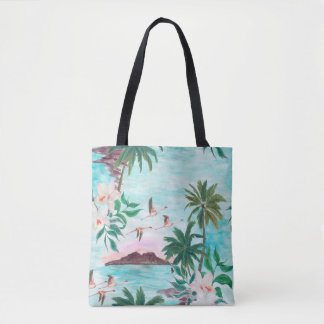 Tote Bag Aquarelle peinture sans couture motif avec hawaïen