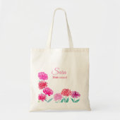Tote Bag Aquarelle Peonies Épouse Personnalisée (Devant)