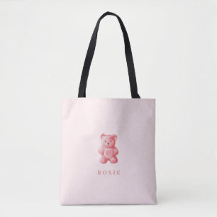 Tote Bag Aquarelle personnalisée Cute rose Gummy Ours