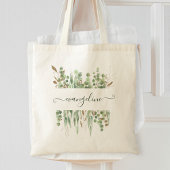 Tote Bag Aquarelle personnalisée Eucalyptus Vert Plutôt