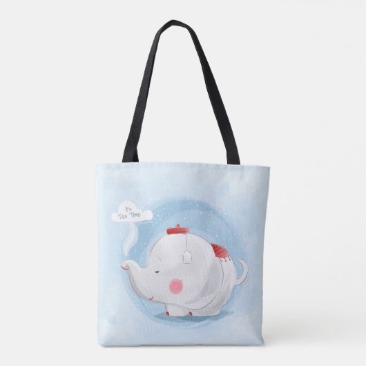Tote Bag Aquarelle personnalisée Teacup Elephant (Dos)