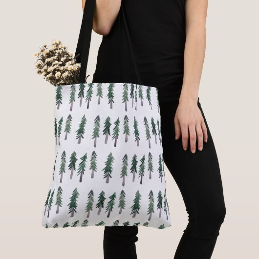 Tote Bag Aquarelle Pine Trees Motif forestier (De près)