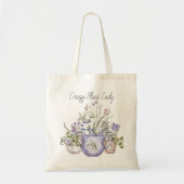 Tote Bag Aquarelle Plante folle Lady Fleurs sauvages potés (Devant)