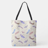 Tote Bag Aquarelle Plumes Feuilles et Branches Motif (Dos)